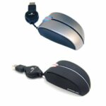 EUROCASE – Mini Mouse Optico – EUMSO35 – RETRACTIL, USB, 800 DPI, scroll, color negro-naranja